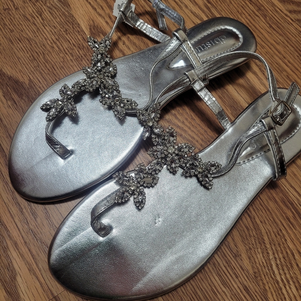 David's Bridal Rhinestone Thong Sandals